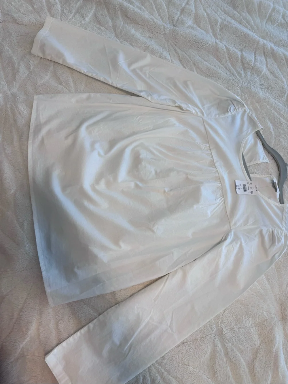 J. Crew White Cotton Gathered Front Tunic Top